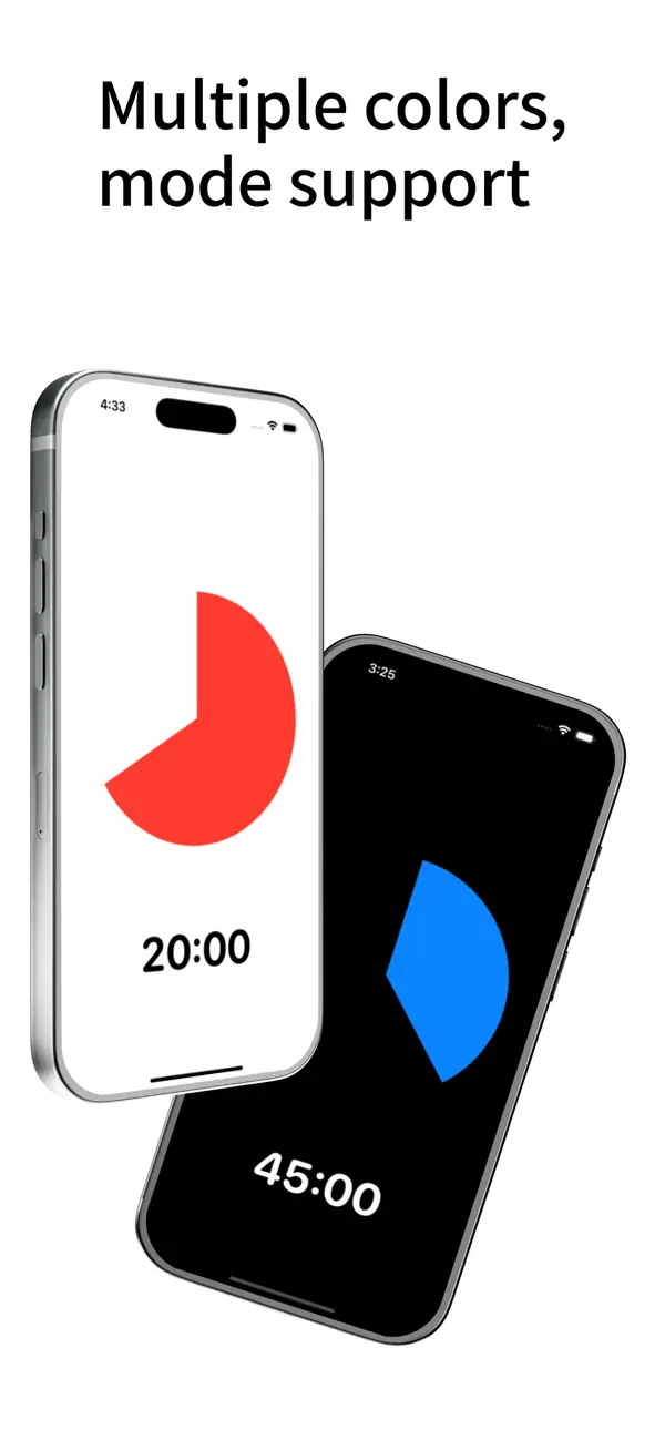 MiniTime timers in different colors and light and dark modes
