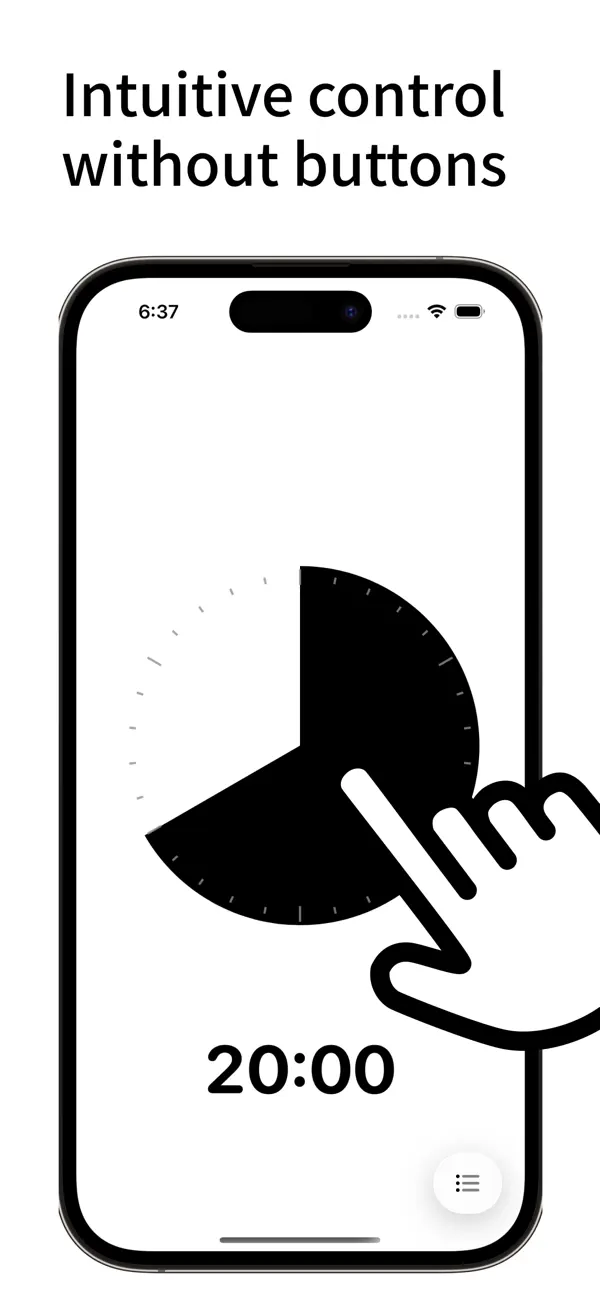 Drag and tap gestures for controlling the MiniTime timer